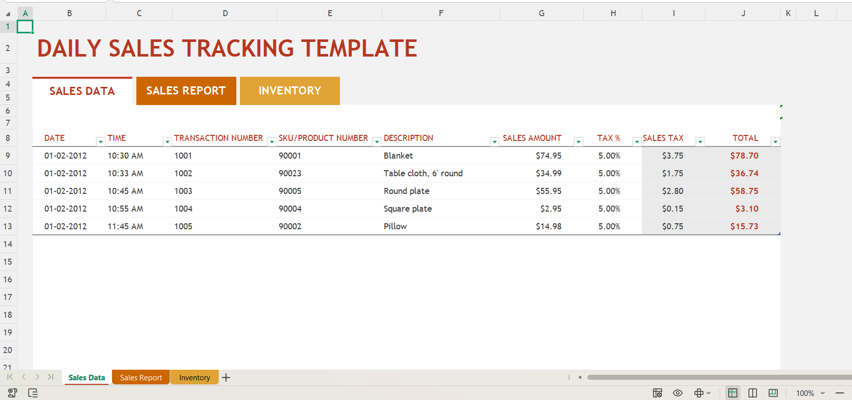 Daily Sales Tracker Template Overview