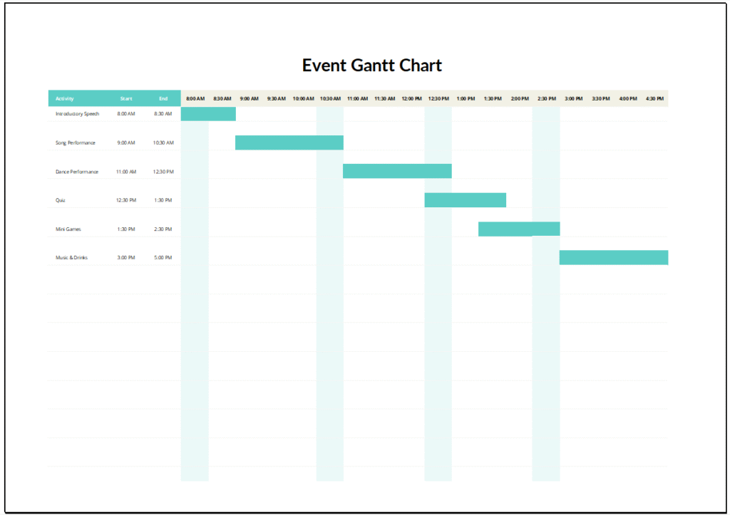 Download [Free] Sample Event Gantt Chart Excel Template