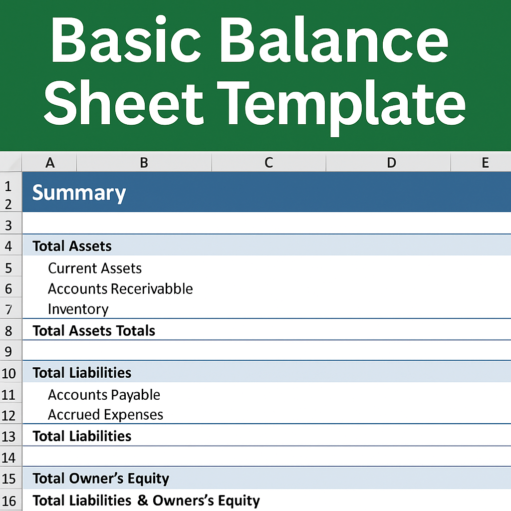Basic Blue Excel Template for Balance Sheet Feature Image