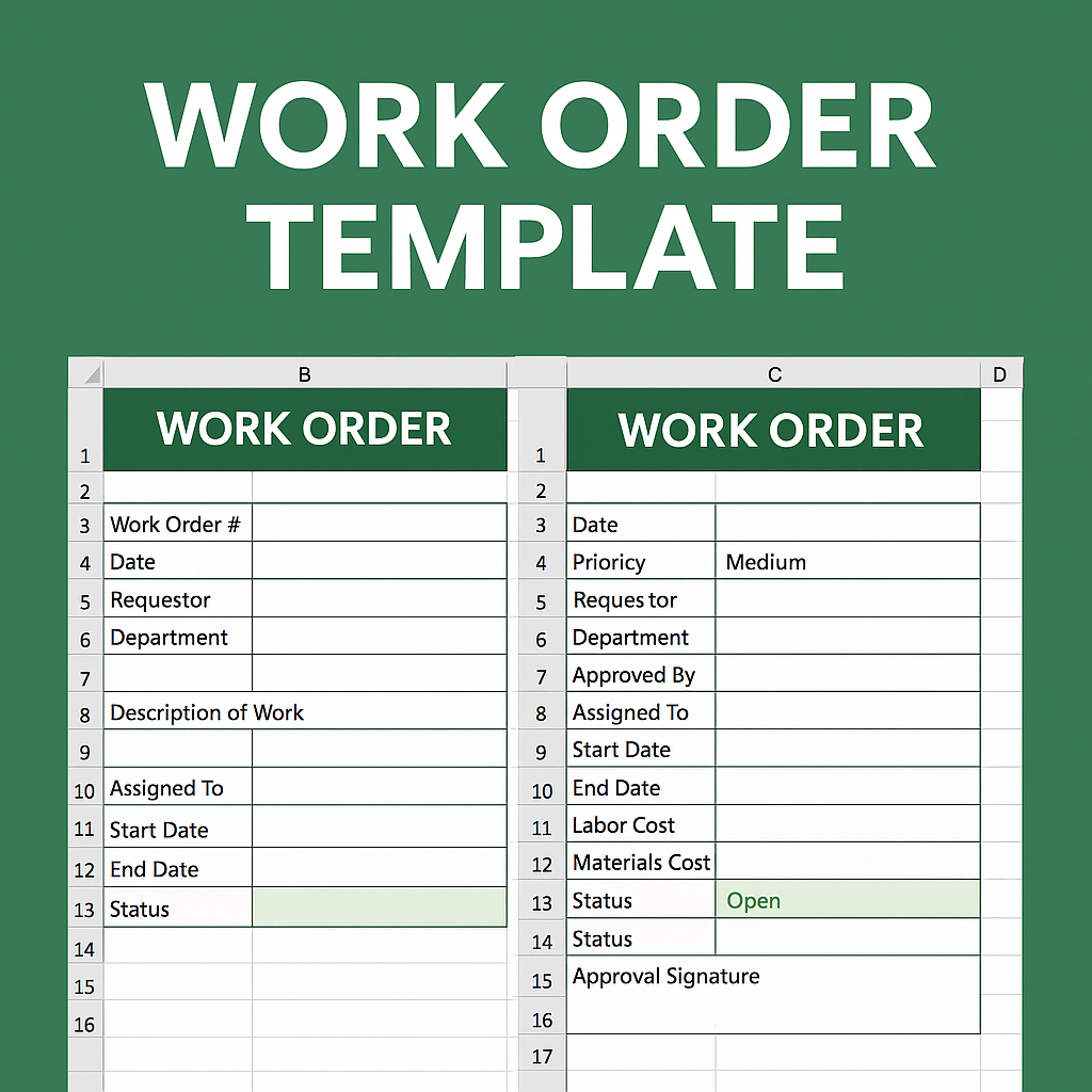 Basic Workorder Template for Excel _ Feature Image