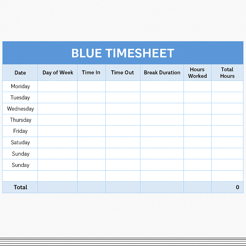 Blue Timesheet Excel Template Feature Image