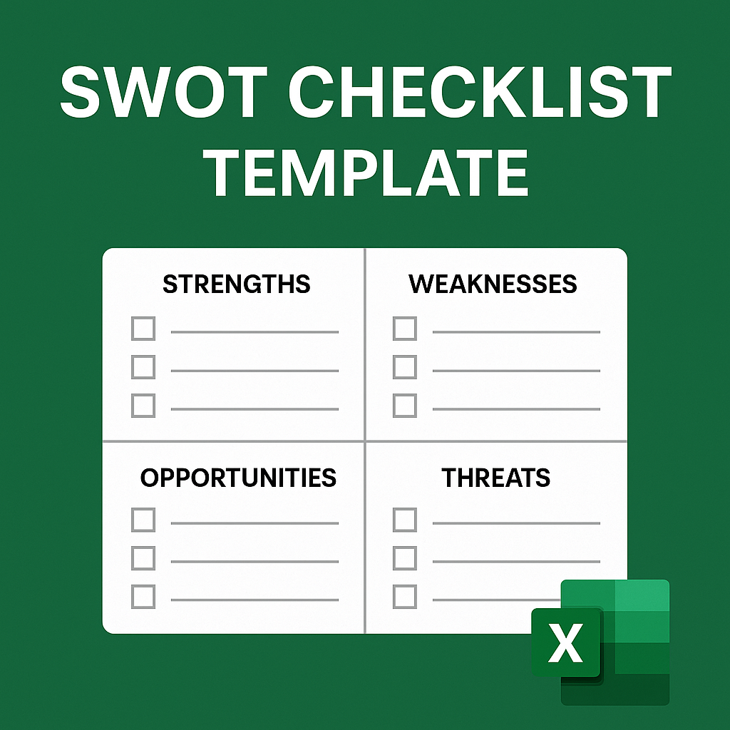 Business Planning SWOT Checklist Template in Excel - Feature iMage