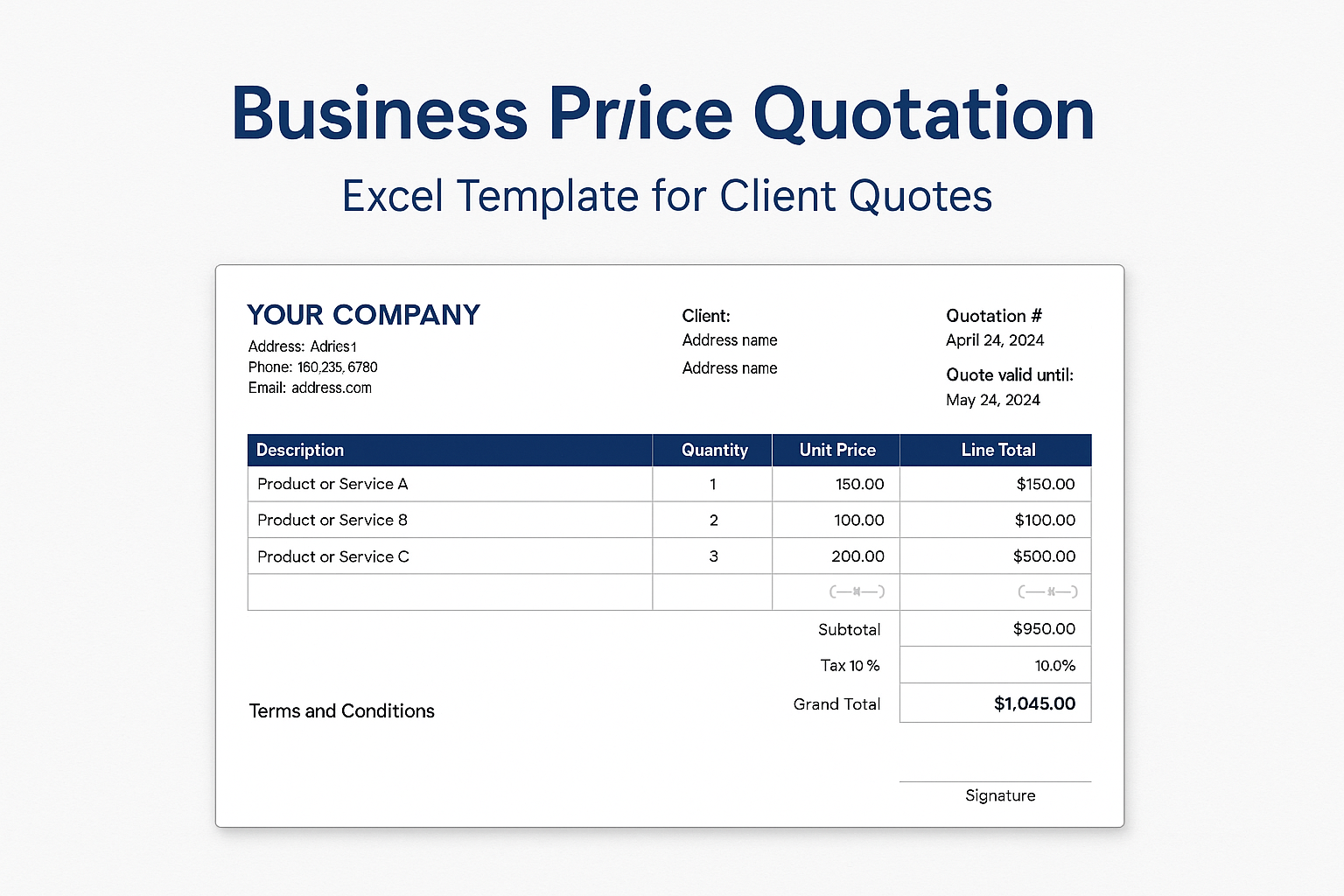 Business Price Quotation Excel Template Feature Image