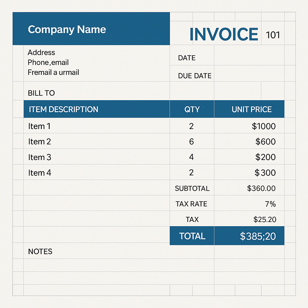 Invoice with Tax Calculation in Excel _ Feature Image