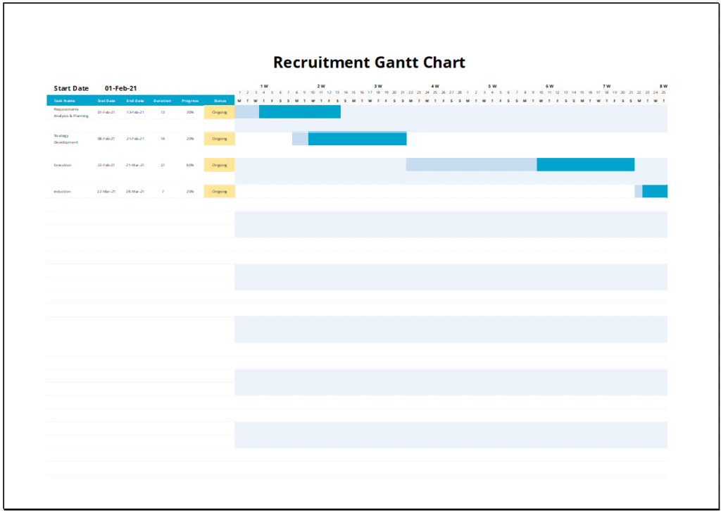 Simple Recruitment Gantt Chart