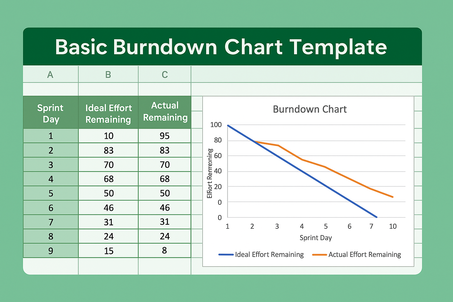 Basic Burndown Chart Feature Image for Excel Template
