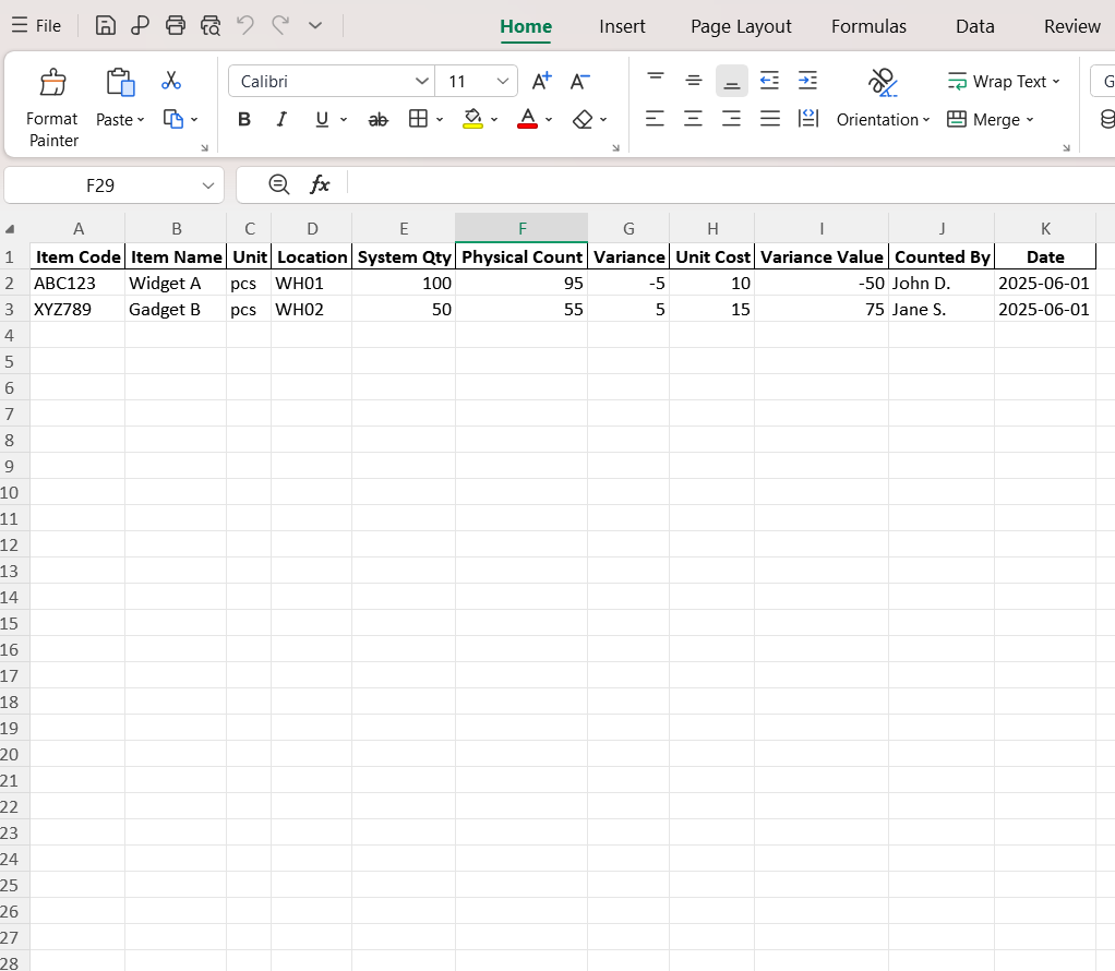 Basic Physical Stock Take Sheet Template Feature Image