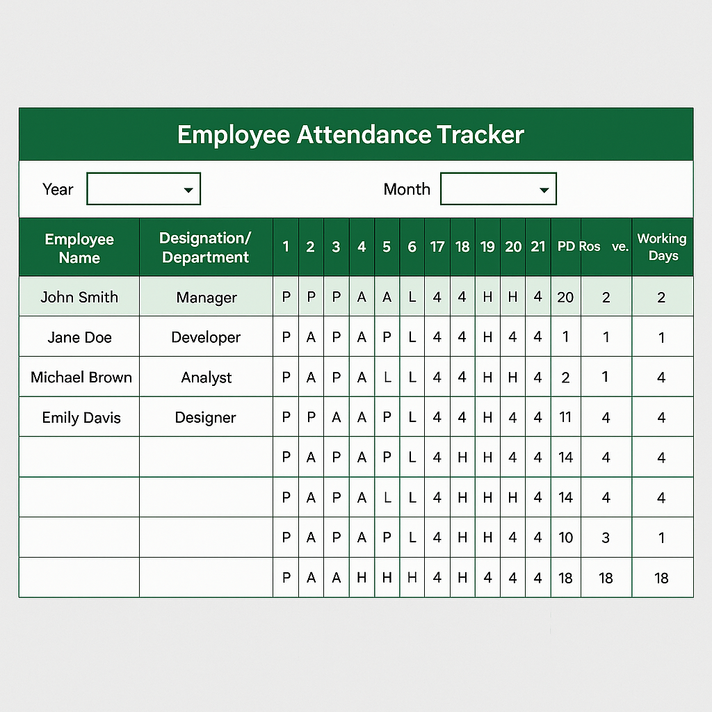 Employee Attendance Tracker _ Basic _ Feature Image for Excel Template