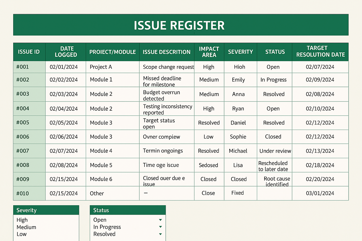 Issue Register Excel Template Feature Image