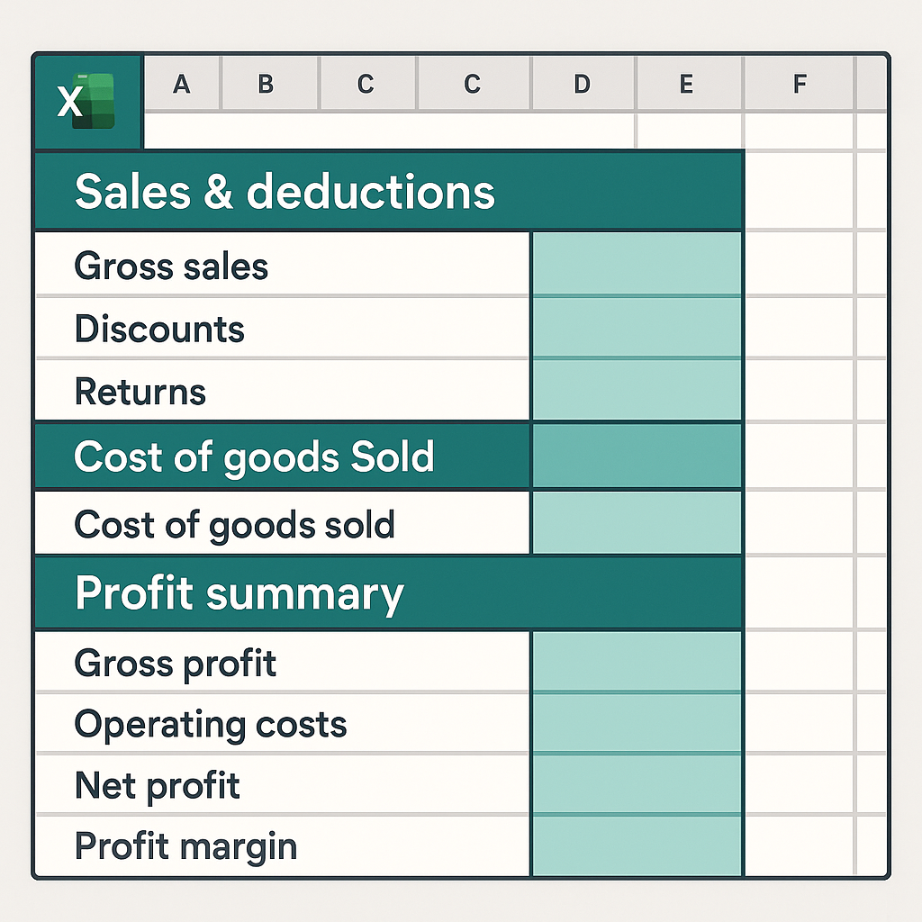 Net Sales and Profit Breakdown Excel Template Feature Image