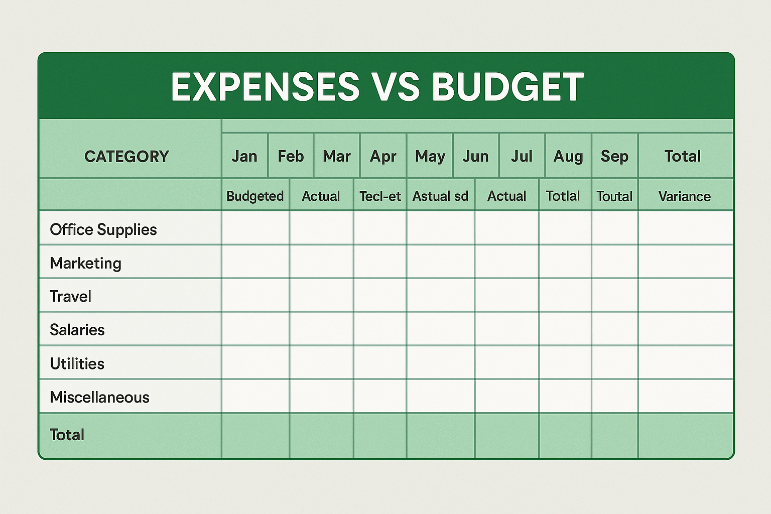 Budget vs. Expenses Variance Analysis Excel Template