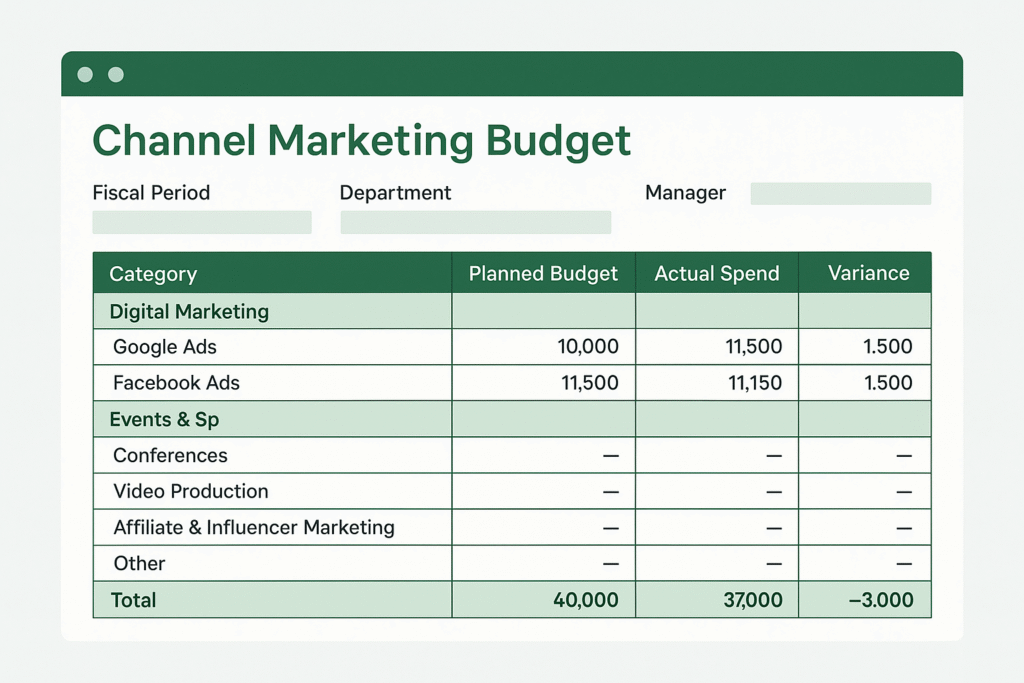 Channel Marketing Budget Excel Template