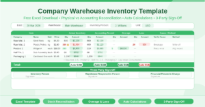 Company Warehouse Inventory – Free Excel Stock Count Sheet