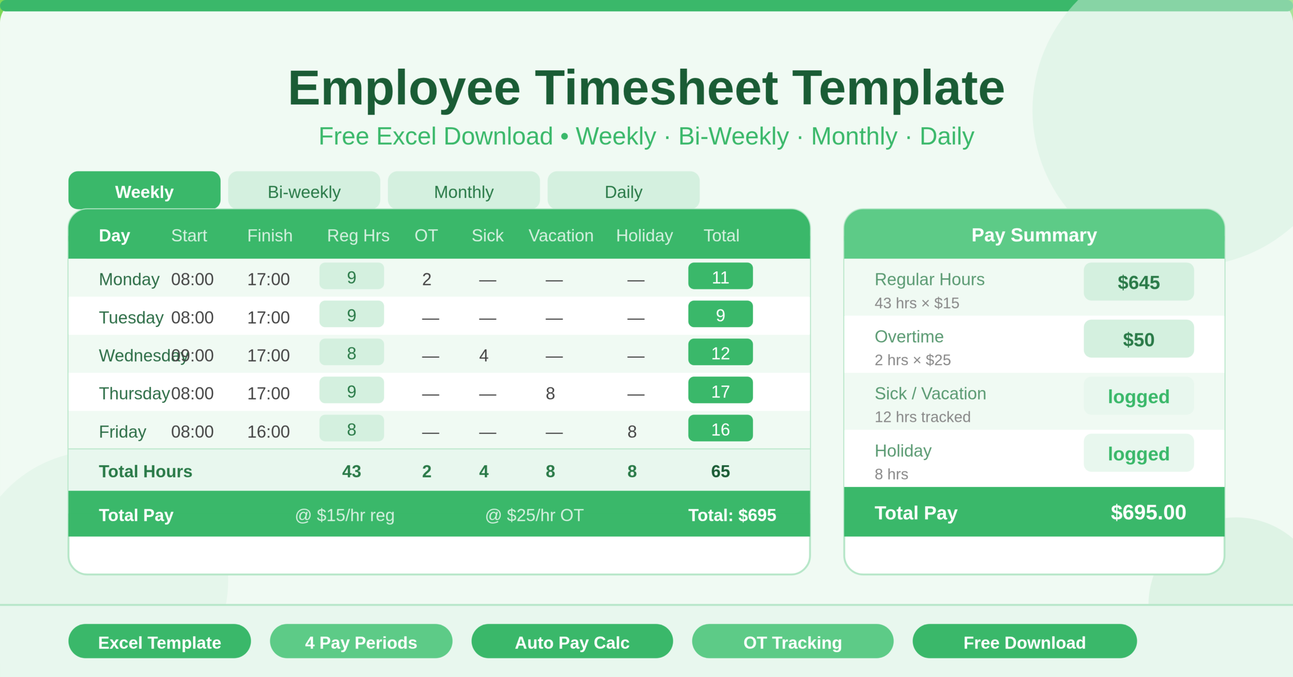 Employee Timesheet Template Exel