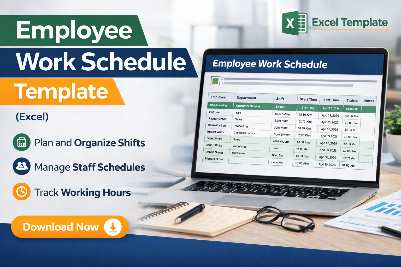 Employee Work Schedule Template in Excel