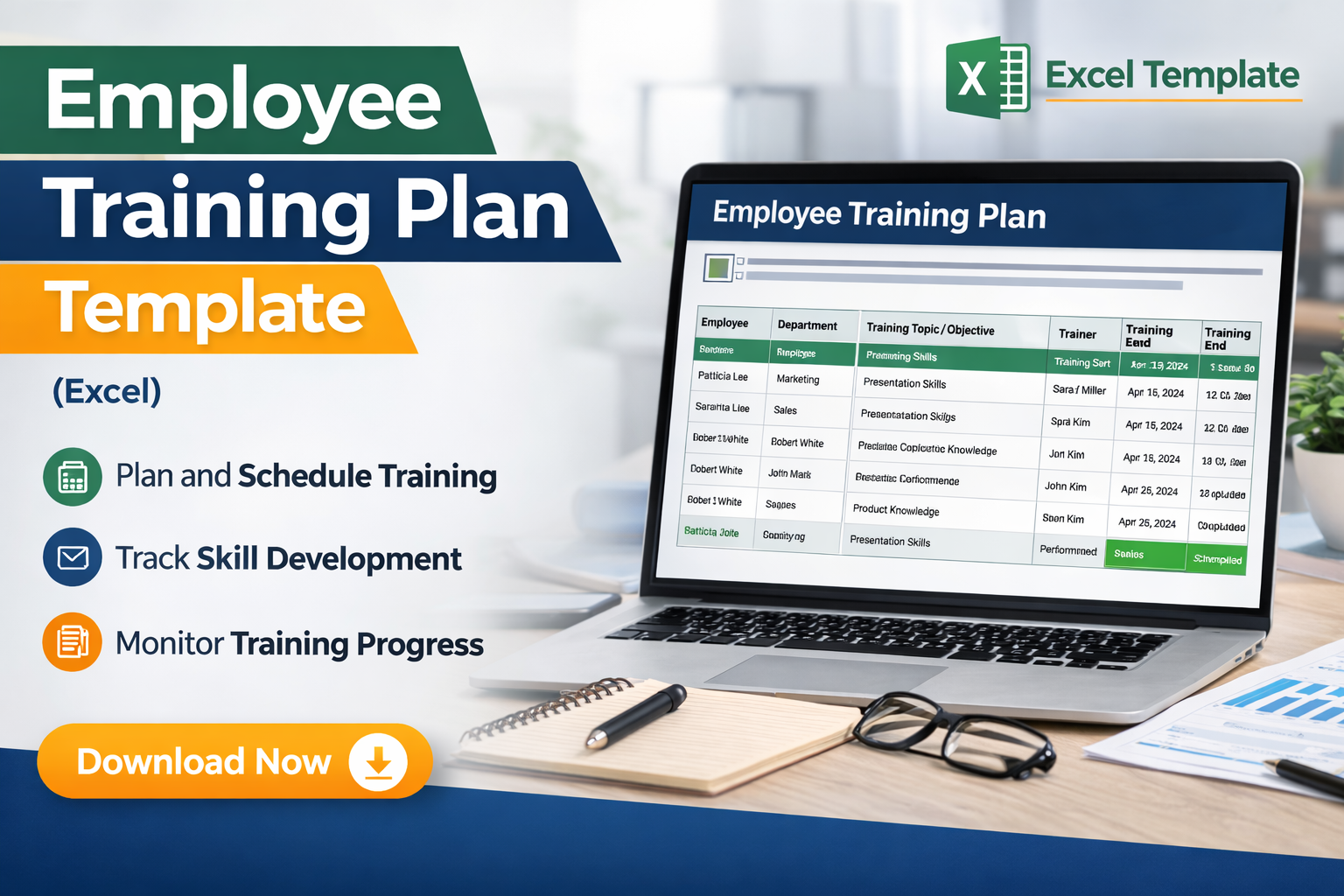 Employee training plan Excel Template