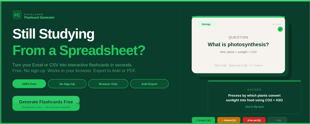 Excel To Flashcard Generator Online Tool Free Tool CTA Image