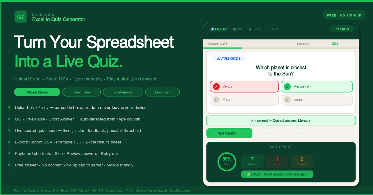 Excel To Quiz Generator Online Tool Feature Image