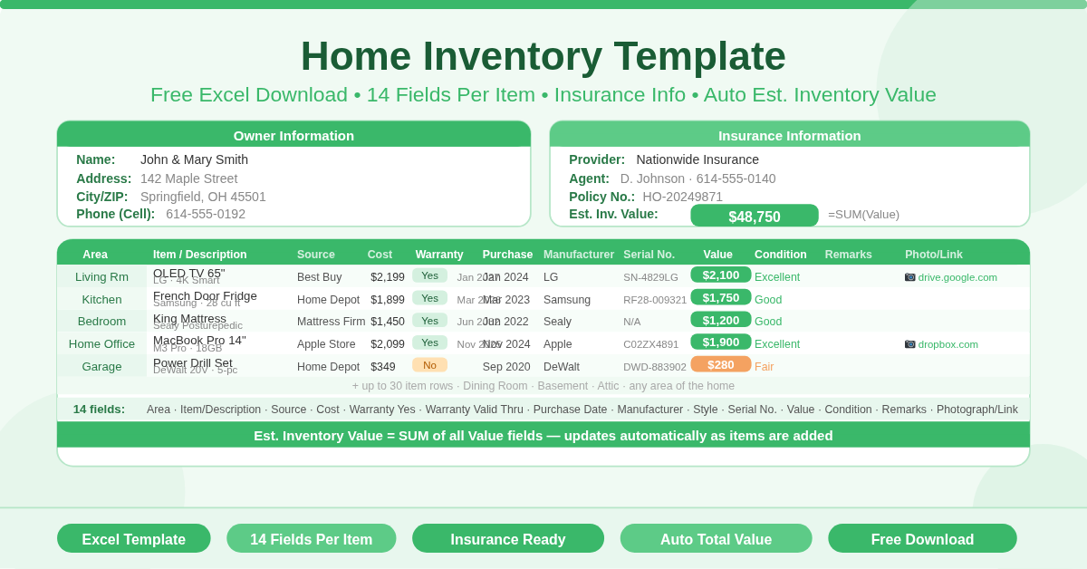 Home Inventory Template Feature Image