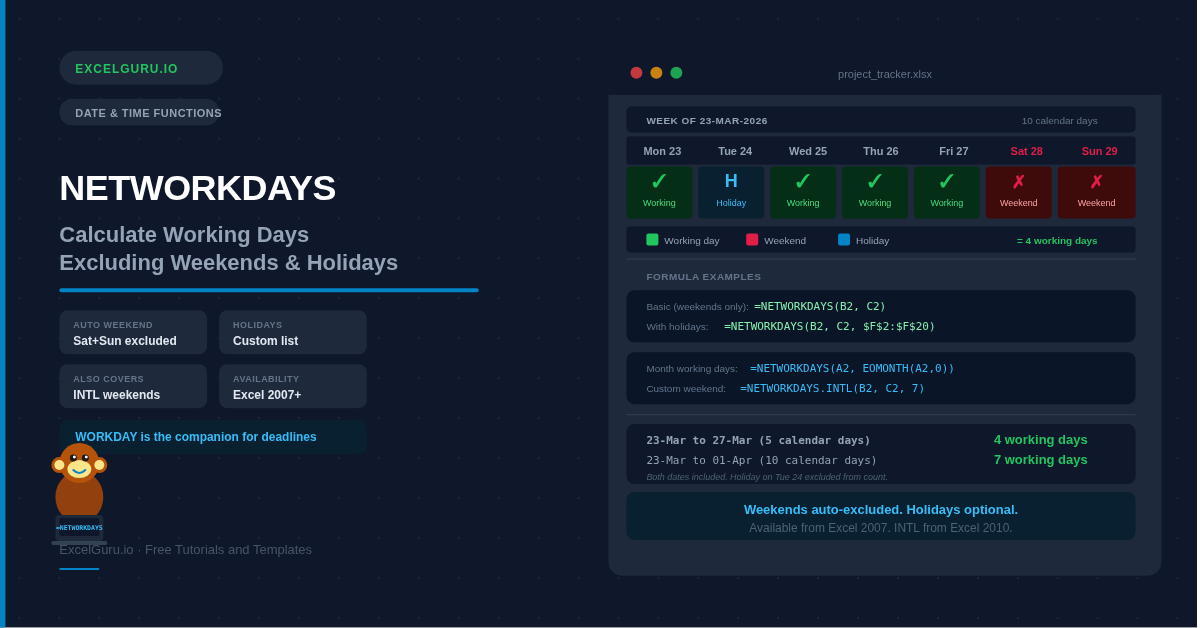 NETWORKDAYS in Excel feature image for tutorial blog