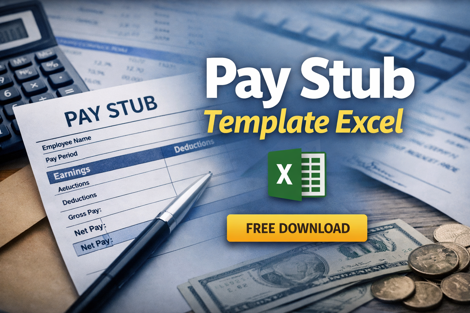 Pay Stub Excel Template Free Download Feature Image