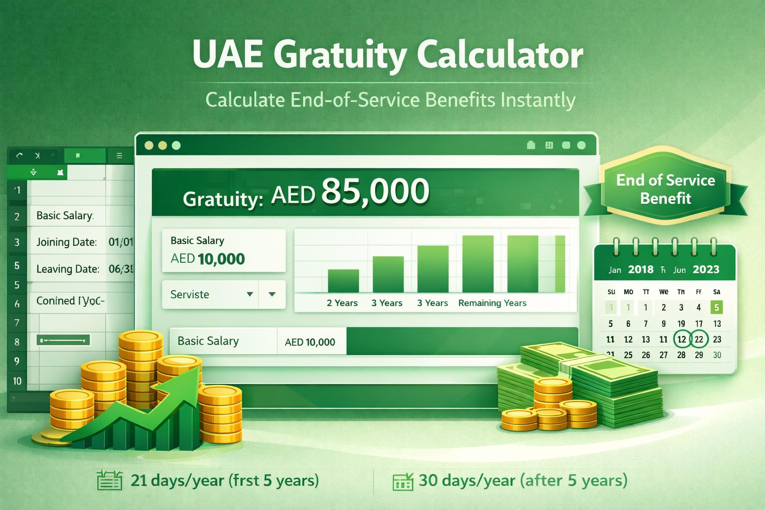 UAE Gratuity Calculator Online Free Feature Image for Blog and Tool