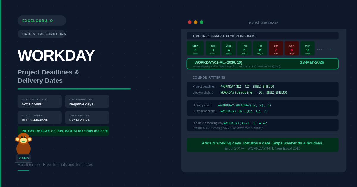WORKDAY in Excel feature image for tutorial blog