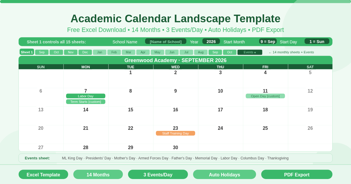 Academic Calendar Landscape Template Feature Image