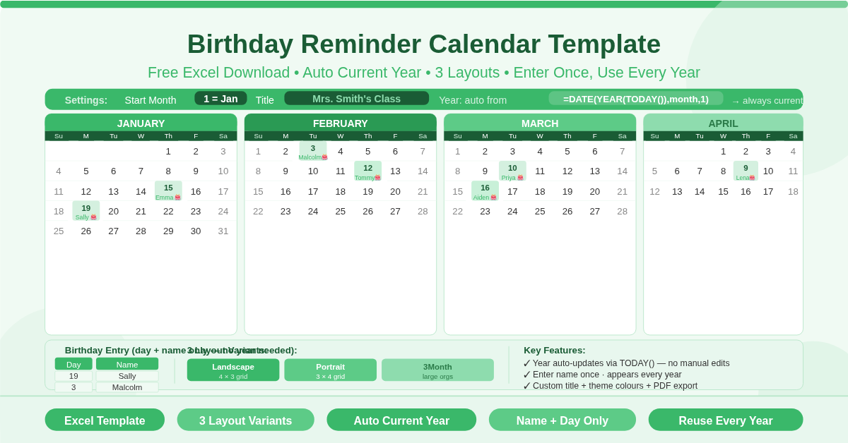 Birthday Reminder Calendar Template Feature Image