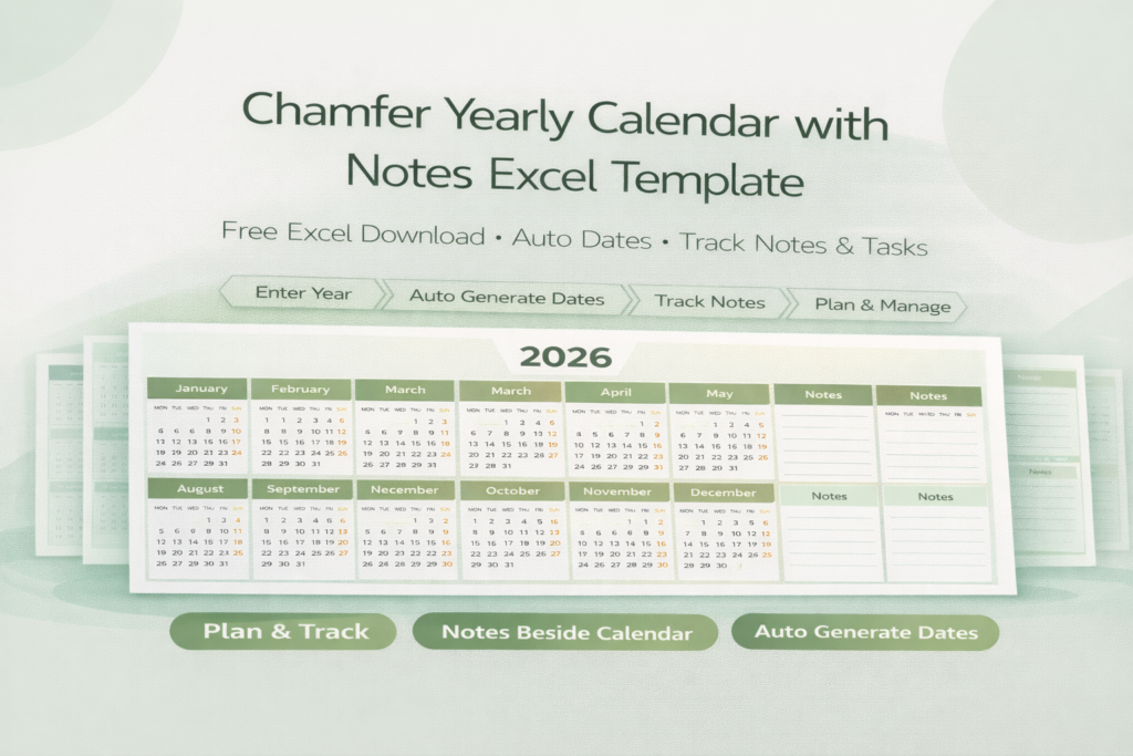 Feature image for Chamfer Yearly Calendar Excel Template