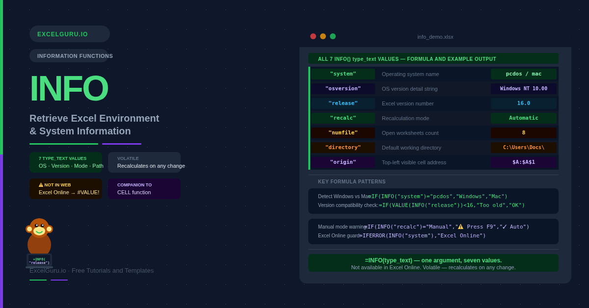 INFO Function IN EXCEL Tutorial Page Feature Image