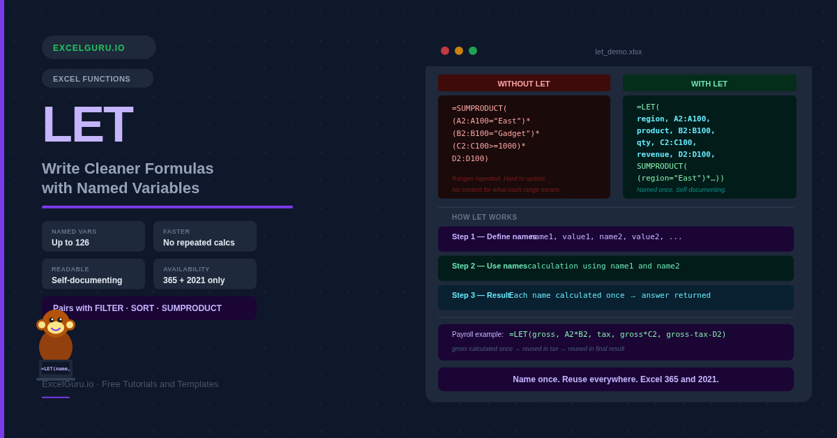 LET Function in Excel feature image for tutorial blog