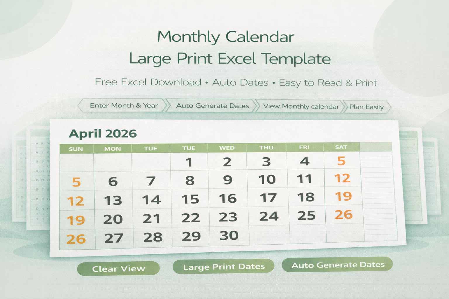 Large Monthly Calendar Template Feature Image