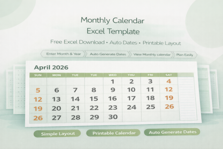 Monthly Calendar Excel Template (Free Download)