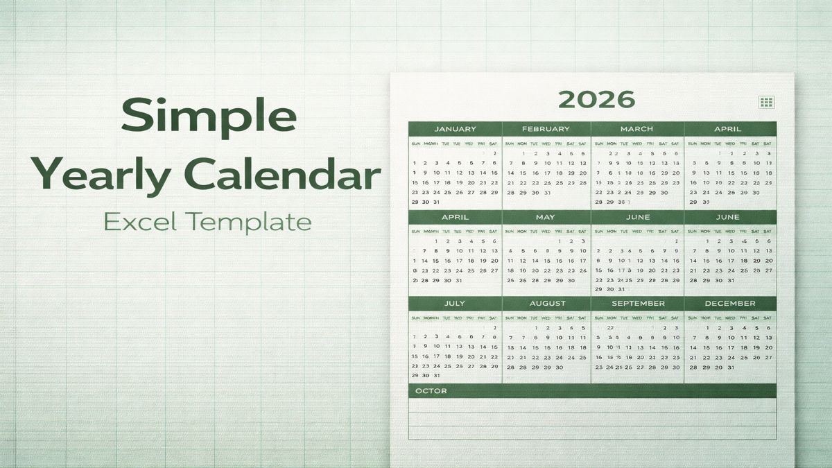 Simple Yearly Calendar Excel Template (Free Download)