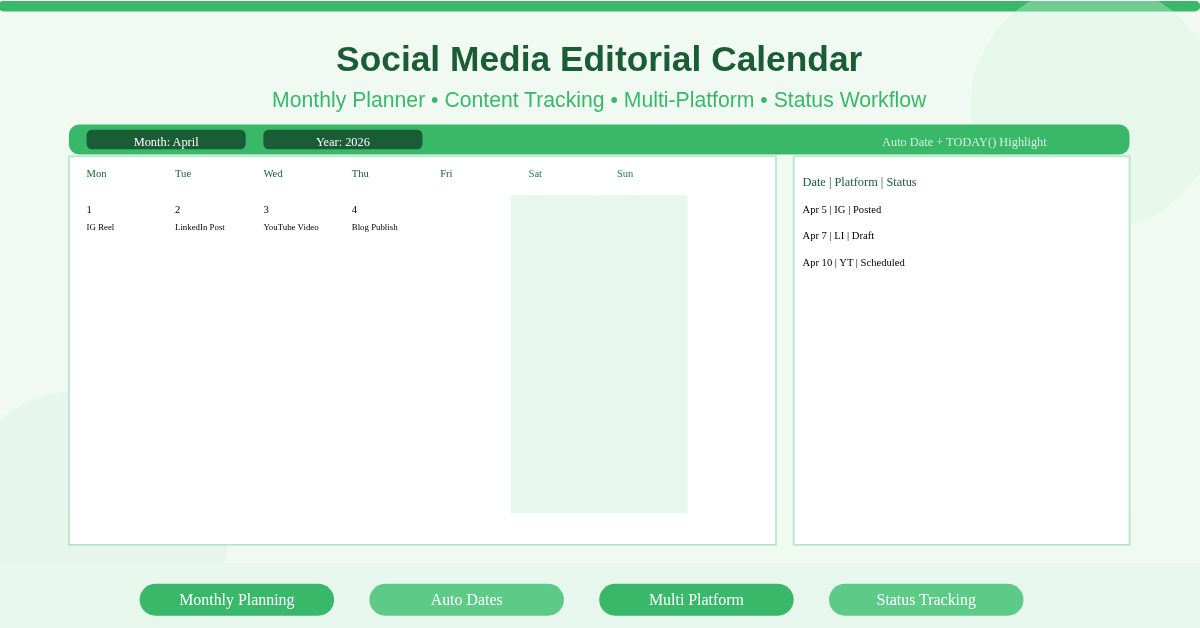 Social Media Editorial Calendar Template Feature Image