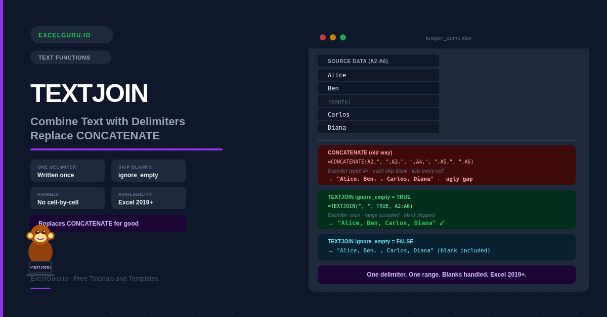 TEXTJOIN in Excel feature image for tutorial blog
