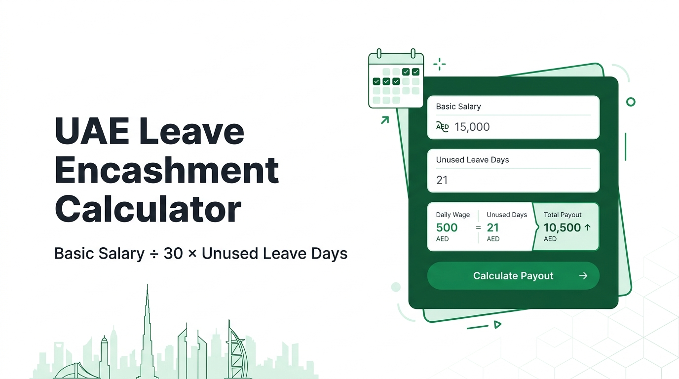 UAE Leave Encashment Calculator for calculating unused annual leave payout using basic salary and leave balance