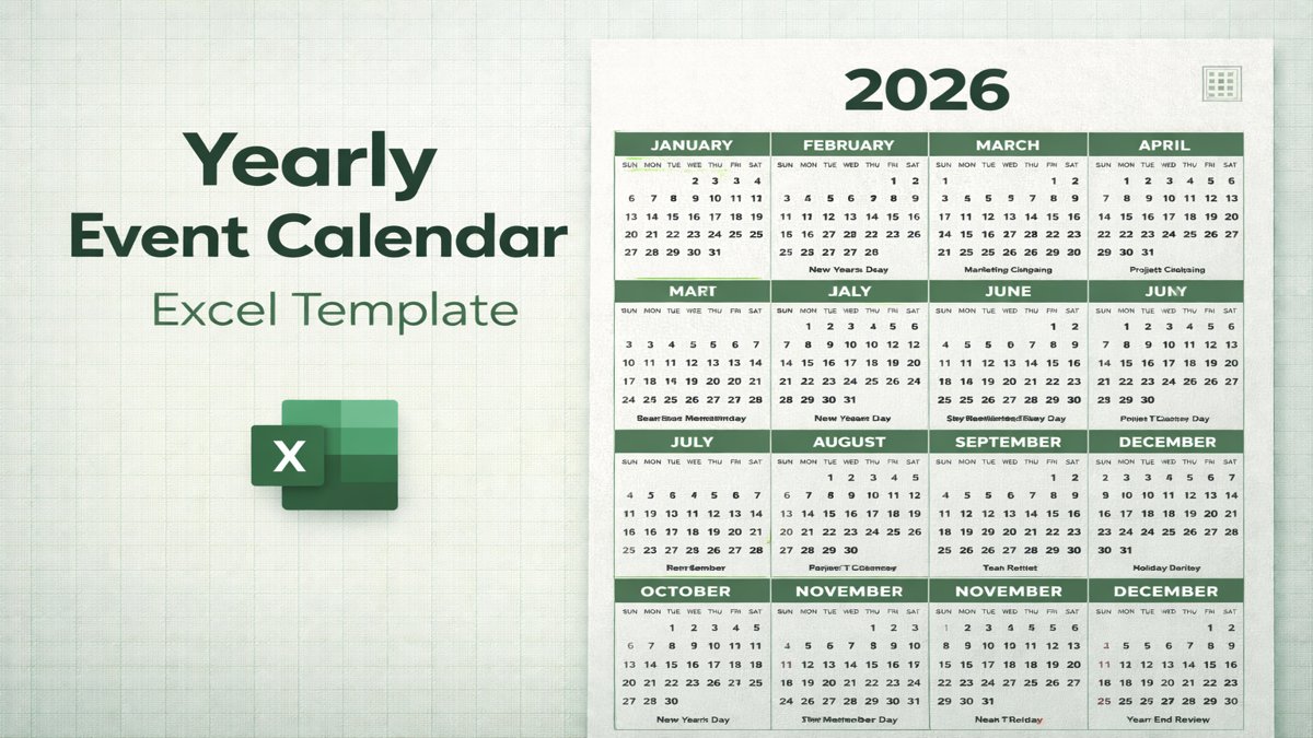 Yearly Event Calendar Excel Template (Free Download)