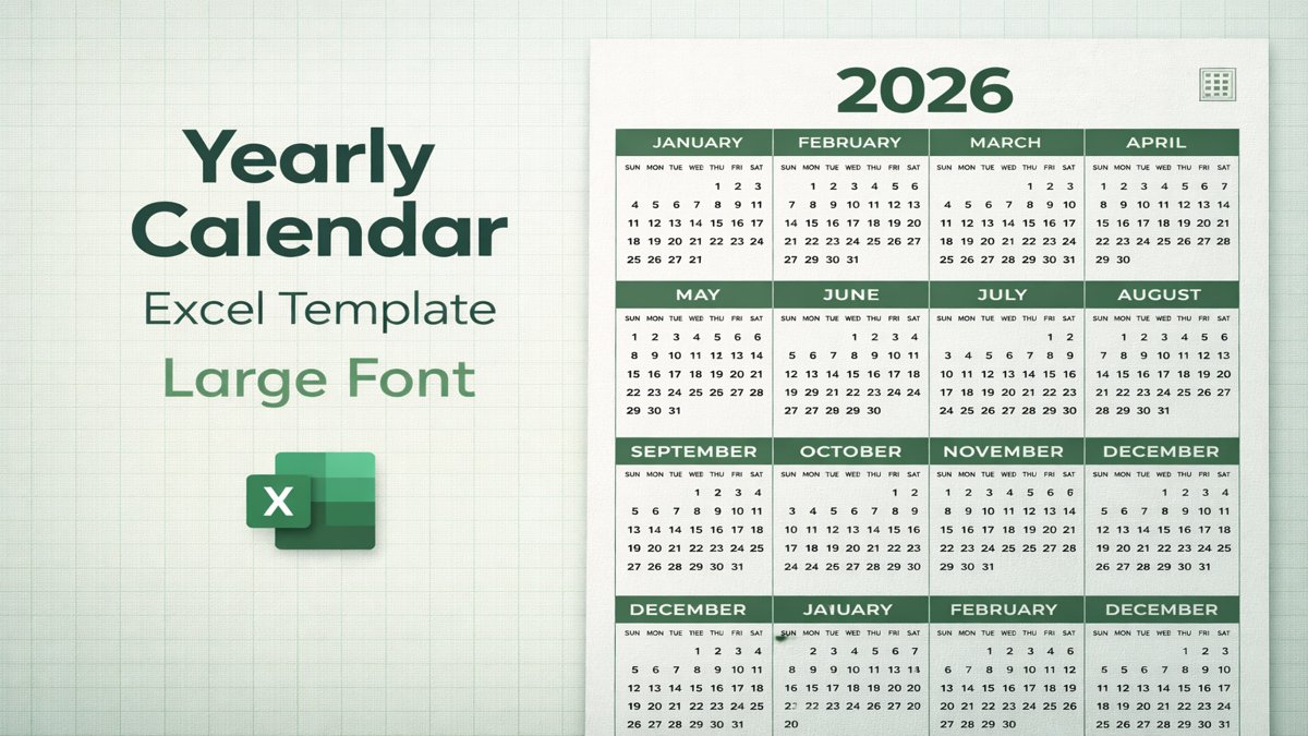 Feature Image of yearly calendar with large font