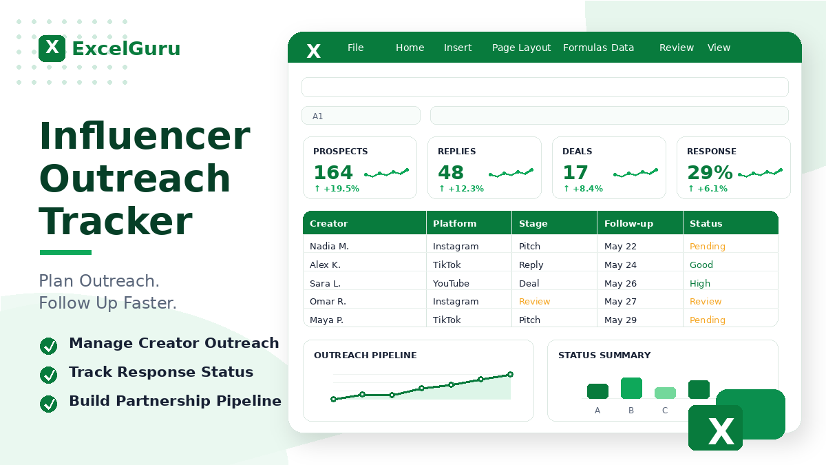 free influencer outreach tracker Excel template, how to use a influencer outreach tracker spreadsheet, marketing tracking template for small business