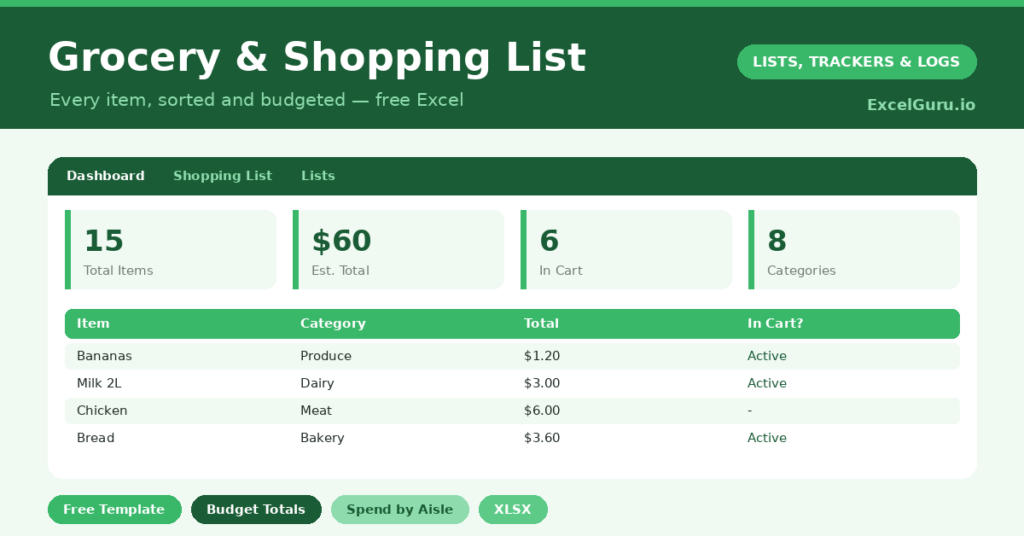grocery list that totals your basket as you build it, so you know the cost before you reach the till.