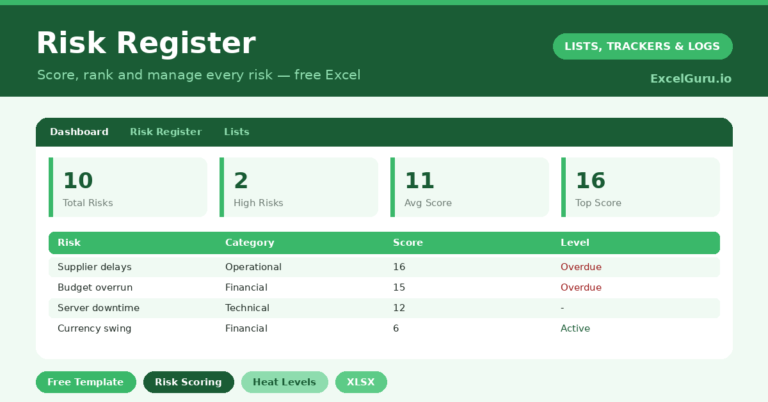 [Easy to use] Risk Register Excel Template – Free Download