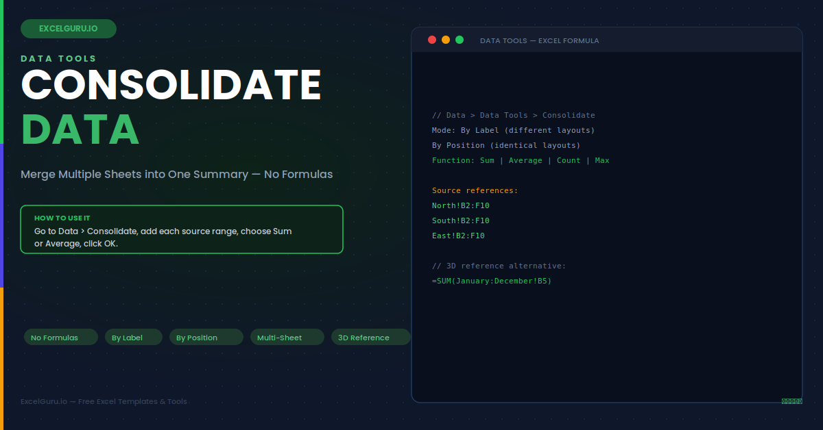 Excel tutorial for consolidating data from multiple sheets using formulas Power Query and consolidation tools