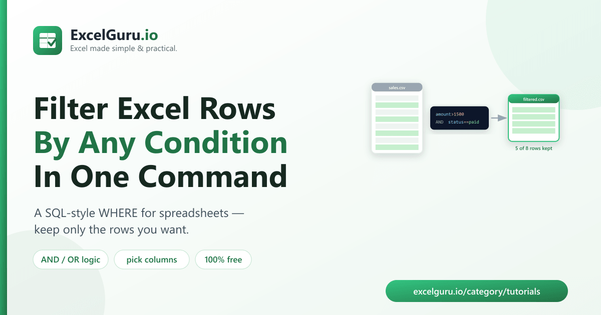 Filter rows in Excel by any condition with Python tutorial showing pandas data filtering conditional selection Excel automation and data analysis