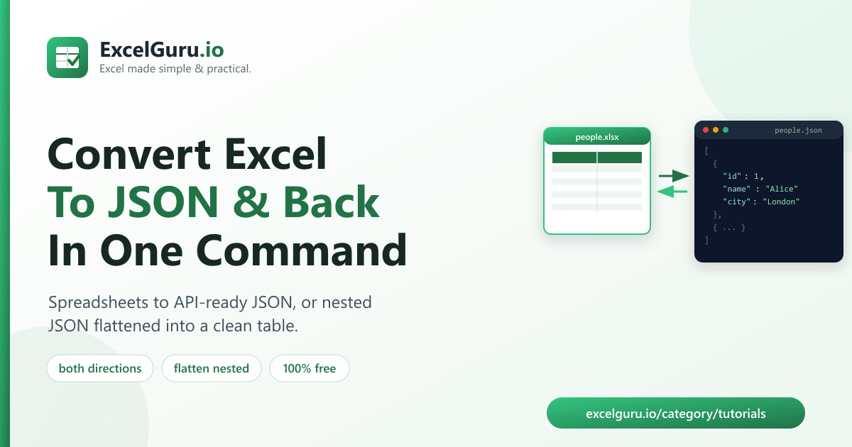Convert Excel to JSON and back with Python tutorial showing pandas openpyxl JSON conversion Excel automation and data exchange