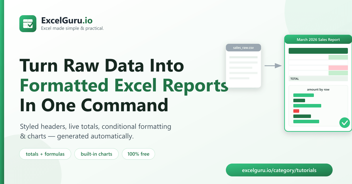 Auto generate formatted Excel reports from raw data tutorial showing Power Query PivotTables automated reporting and formatted dashboards