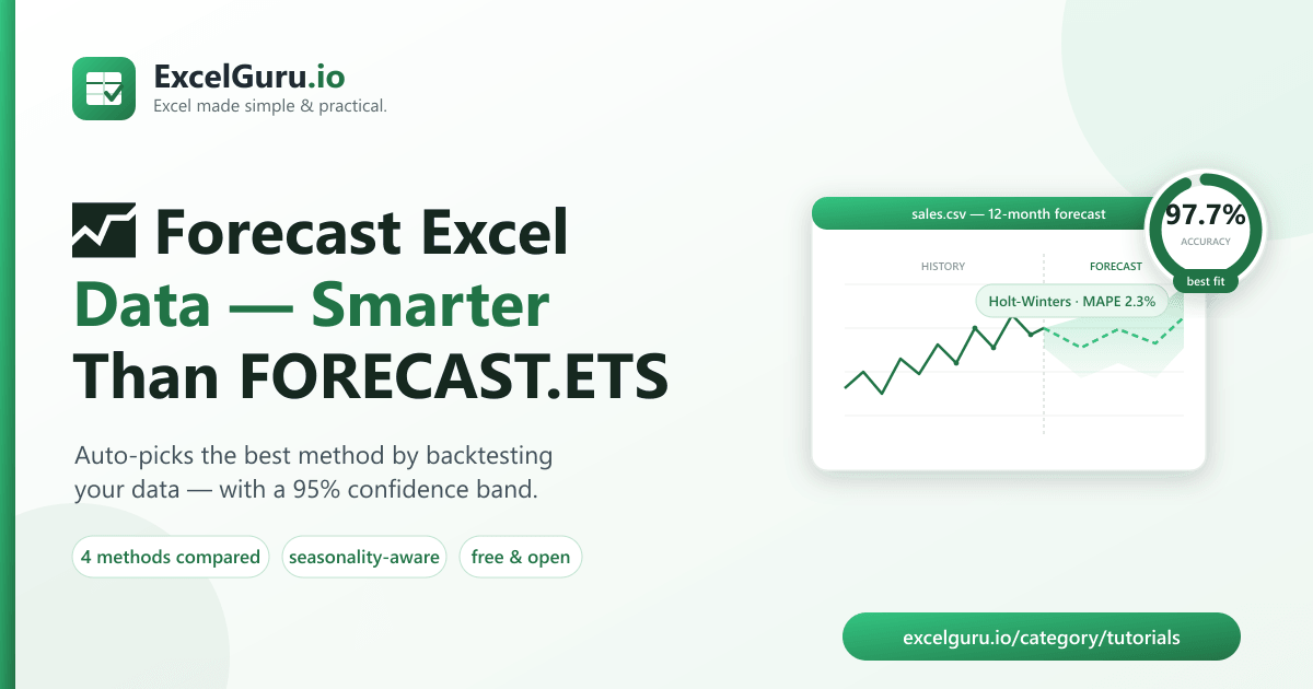 How to forecast better in Excel tutorial showing Forecast Sheet FORECAST ETS functions trend analysis charts and predictive modelling