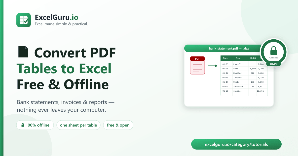 Convert PDF tables to Excel tutorial showing PDF data extraction Power Query table import and data cleaning