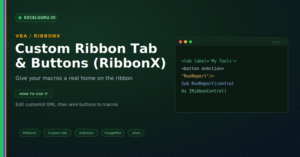 Excel tutorial showing how to create custom Ribbon tabs buttons groups and shortcuts for a personalized workflow